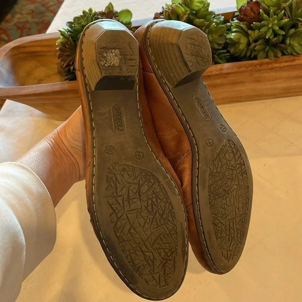 Rieker Women's Anti-Stress Mariah Brown Leather Heeled Booties EU 42 US‎ 10 EUC - Picture 5 of 5